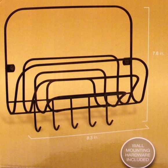 Order Home Wall Organizer 5 Hook Rack Key Rack and Mail Organizer Metal Black - Picture 4 of 9